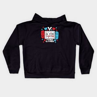 V is for Video Games Valentine Kids Hoodie